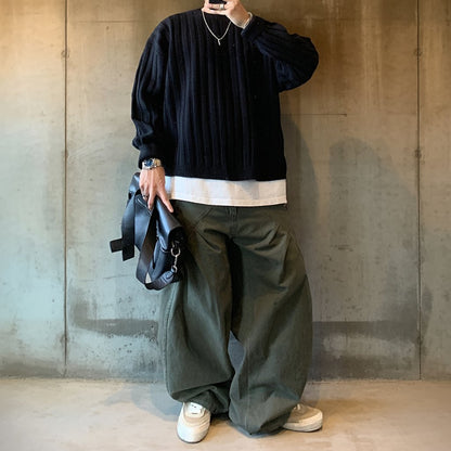 クルーネックワイドリブニット K0685
