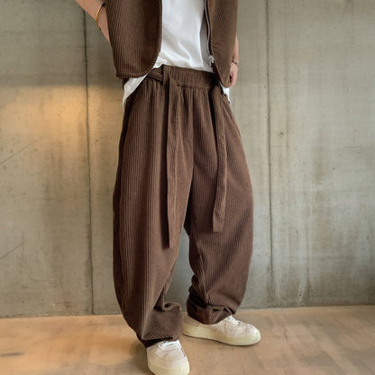 ドレープワイドコーデュロイパンツ K0722