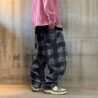 フェードチェックワイドパンツ K0754
