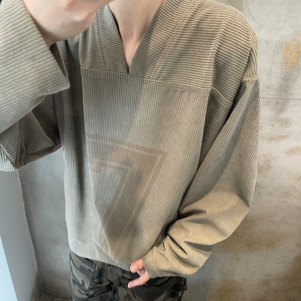 コーデュロイナンバリングロングTシャツ K0623