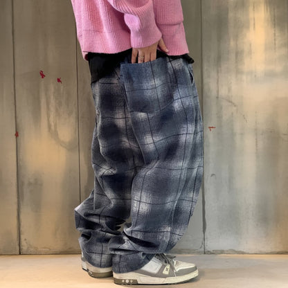 フェードチェックワイドパンツ K0754