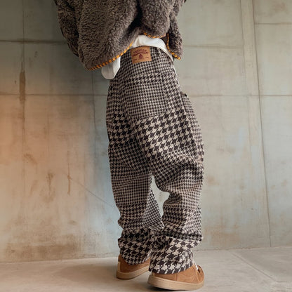 千鳥格子ワイドイージーパンツ K0753