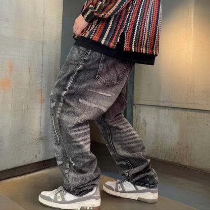 グランジリペアウォッシュワイドデニムパンツ K0706