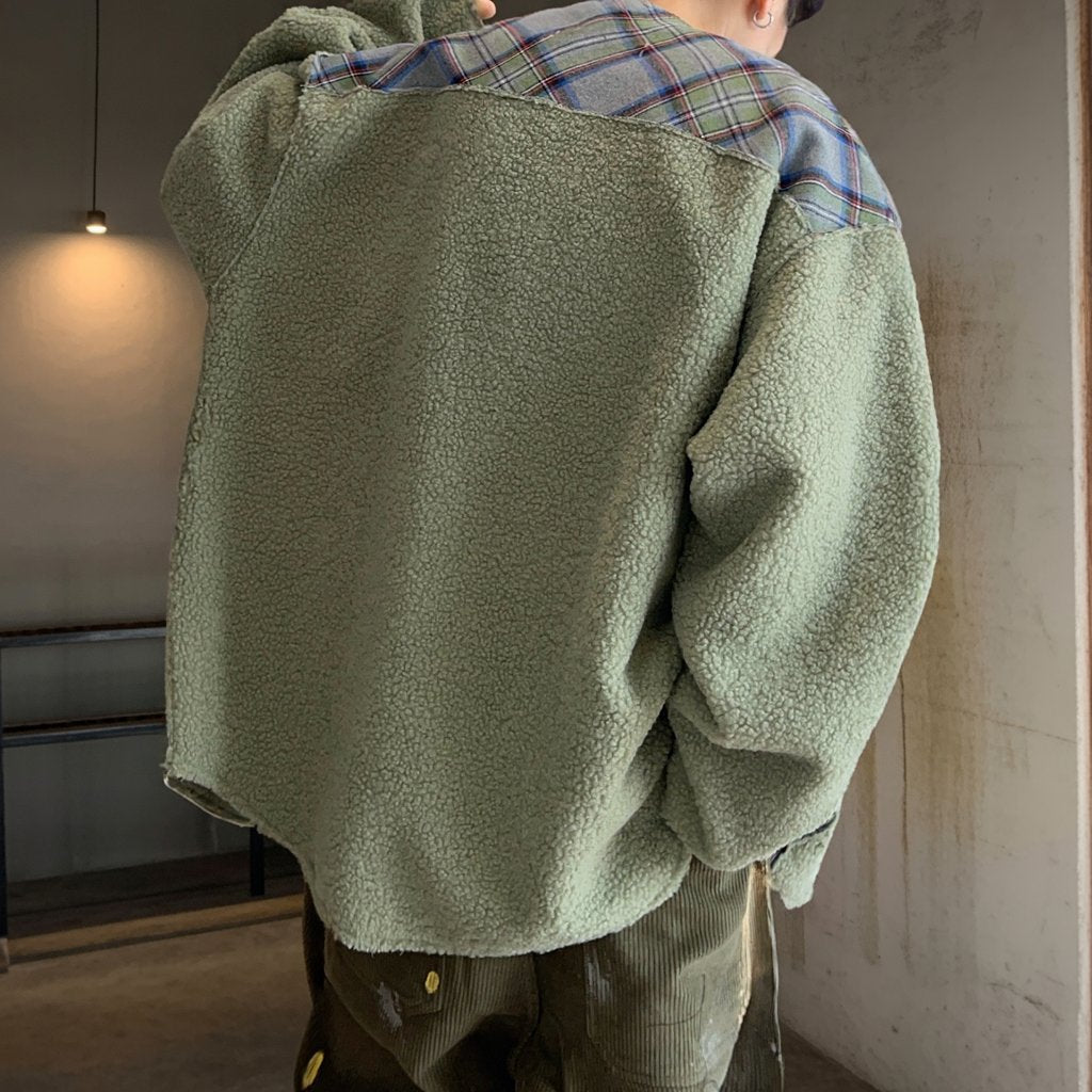 チェックボアパネルドノーカラージャケット K0713