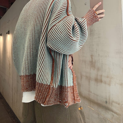 ヴィンテージストライプルーズニットカーディガン K0747