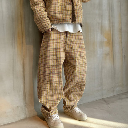 ヴィンテージチェックルーズカーブパンツ K0743