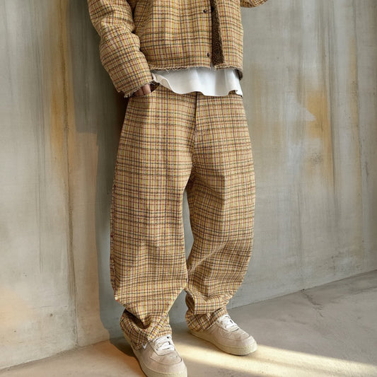 ヴィンテージチェックルーズカーブパンツ K0743