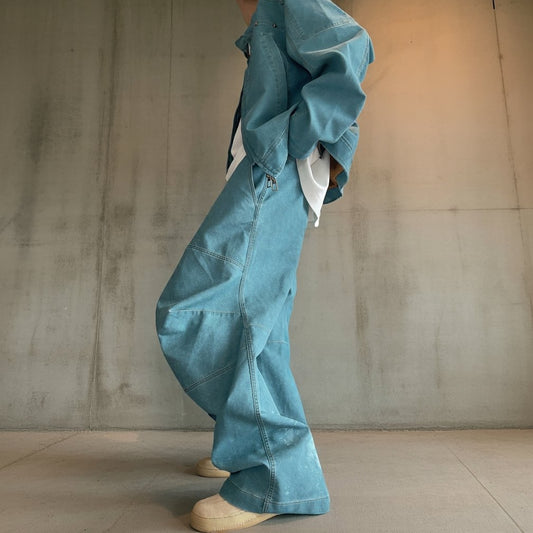 ヴィンテージウォッシュ立体カットワイドパンツ K0745