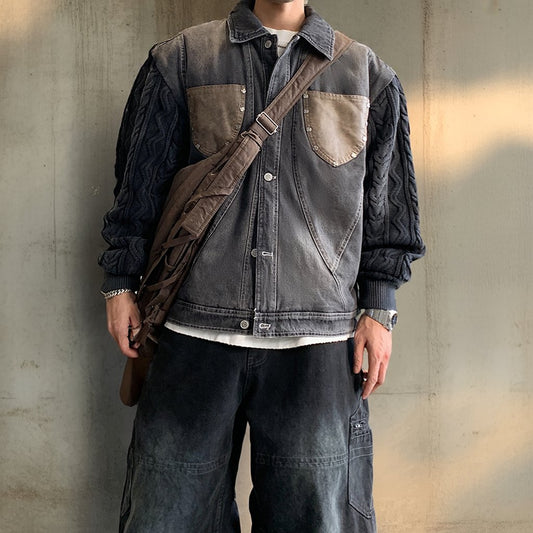 ニットコンビネーションデニムジャケット K0764