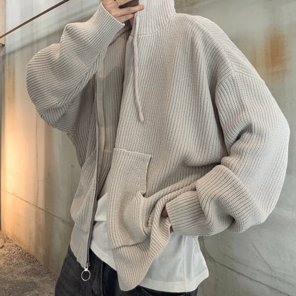 オーバーサイズワッフルニットジップパーカー K0703