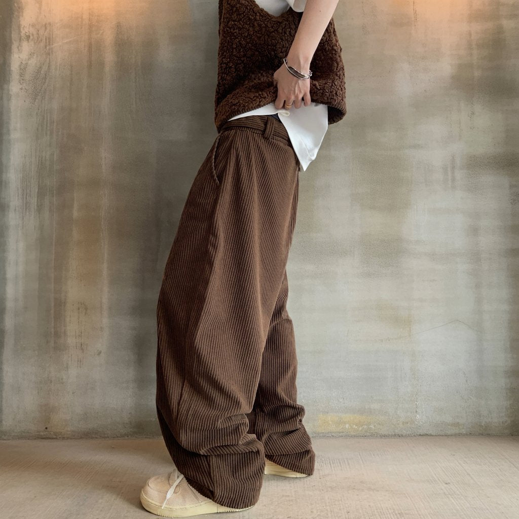 ドレープワイドコーデュロイパンツ K0722