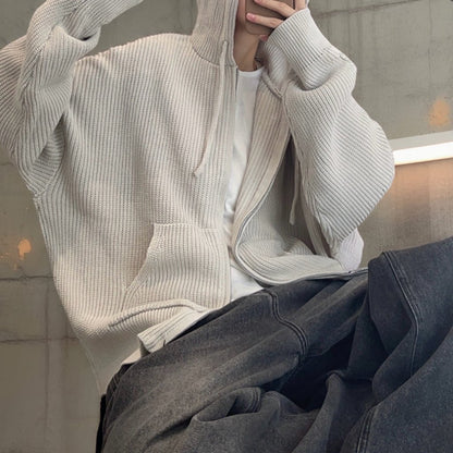 オーバーサイズワッフルニットジップパーカー K0703