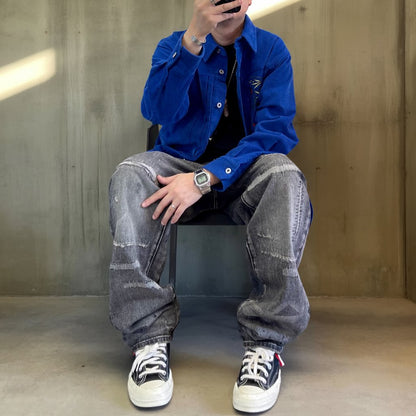 グランジリペアウォッシュワイドデニムパンツ K0706