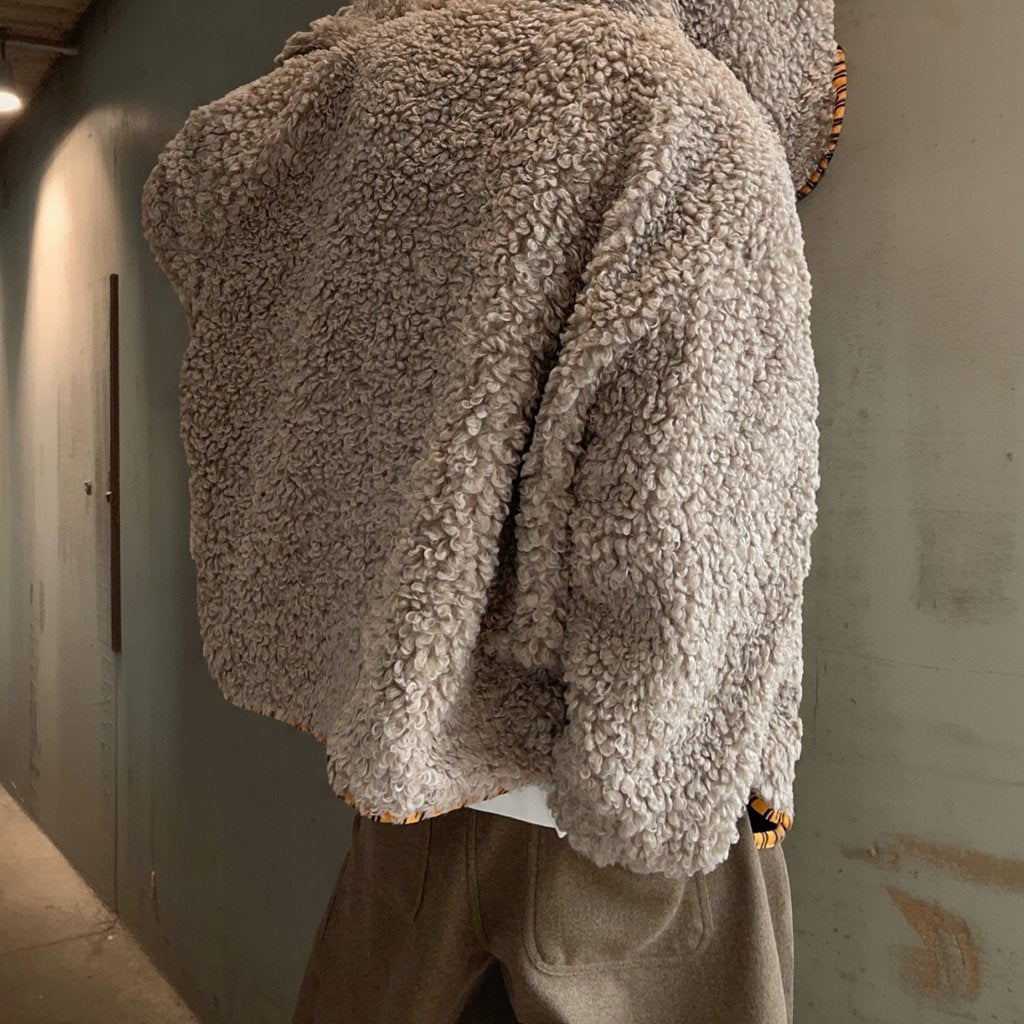 タイガーパイピングカーリーファーフーディブルゾン K0741