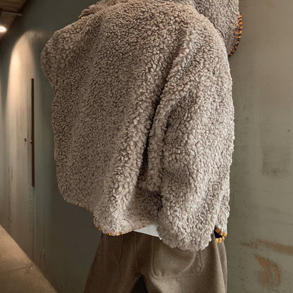 タイガーパイピングカーリーファーフーディブルゾン K0741