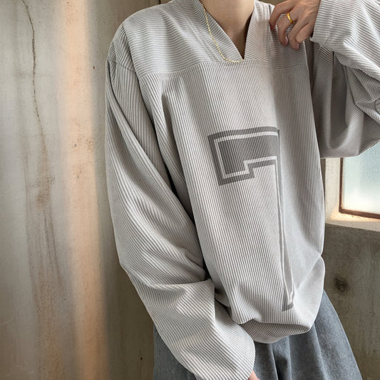 コーデュロイナンバリングロングTシャツ K0623