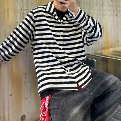 モノクロボーダールーズロングシャツ K0638