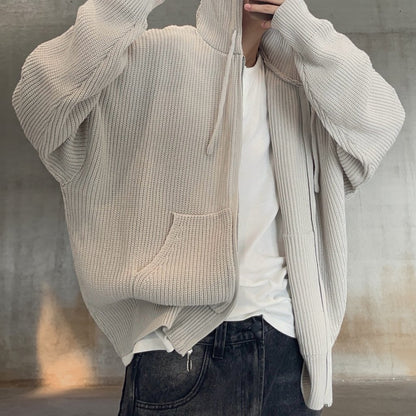 オーバーサイズワッフルニットジップパーカー K0703