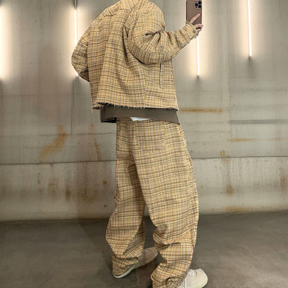 ヴィンテージチェックルーズカーブパンツ K0743