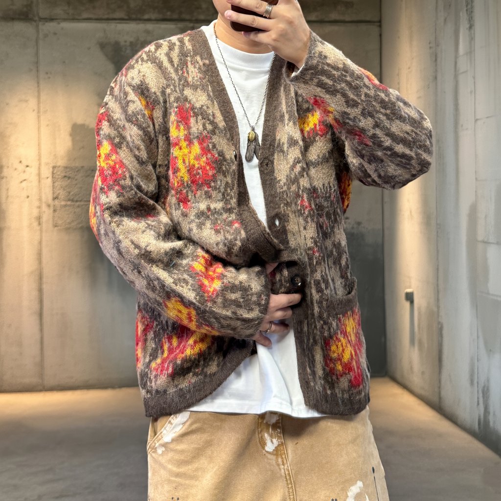 レトロインスパイアファジーカーディガン K0728