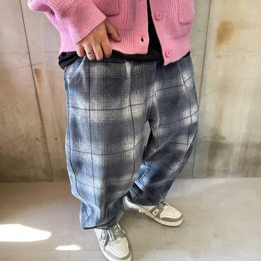 フェードチェックワイドパンツ K0754