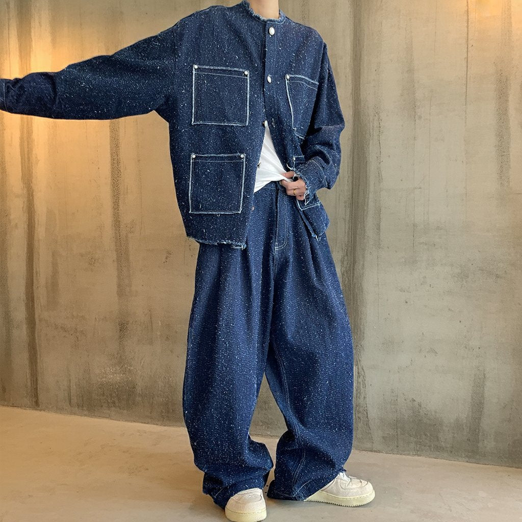 グランジテクスチャーフリンジデニムジャケット K0643