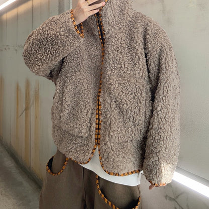 タイガーパイピングカーリーファーフーディブルゾン K0741