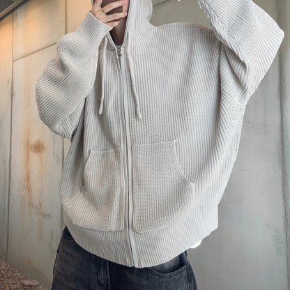 オーバーサイズワッフルニットジップパーカー K0703