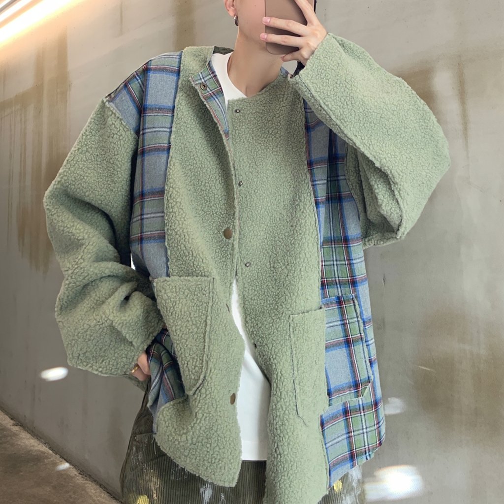 チェックボアパネルドノーカラージャケット K0713