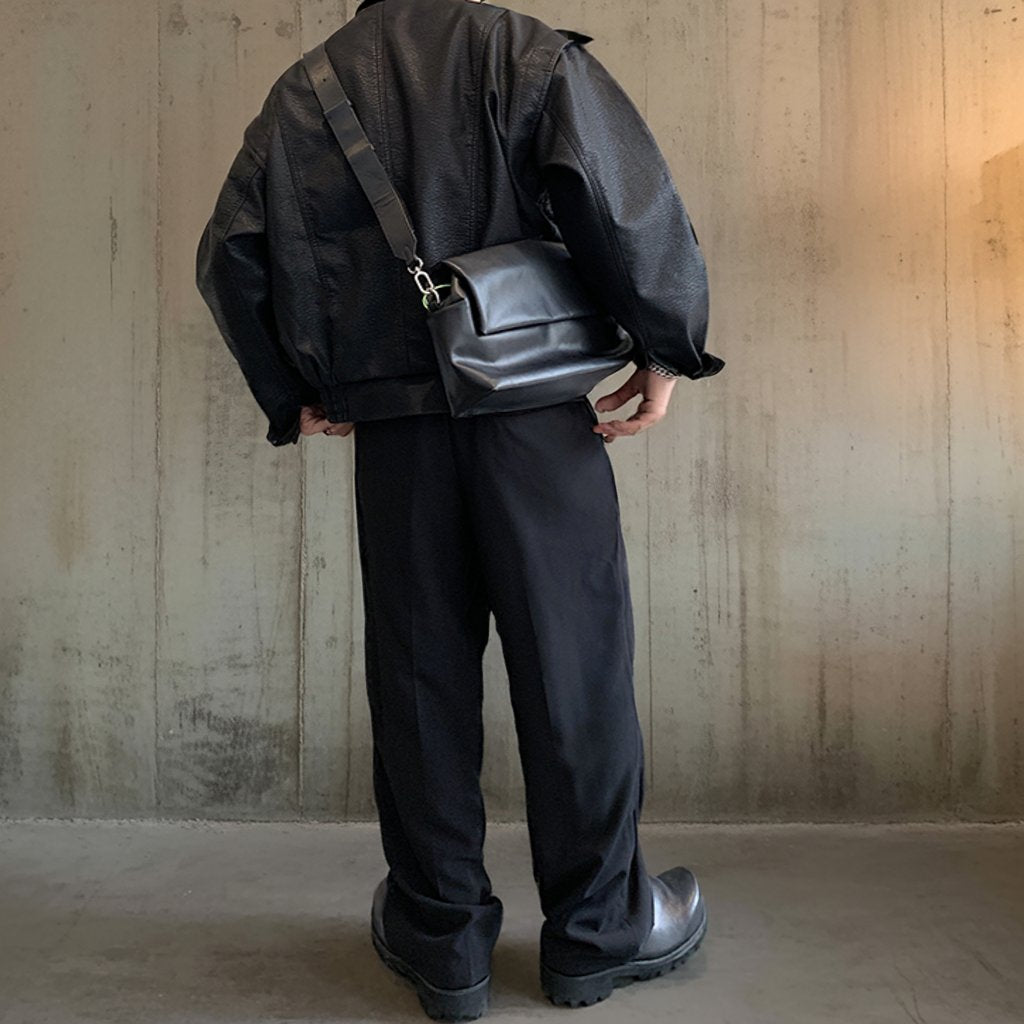 スタンドカラーワークレザージャケット K0776