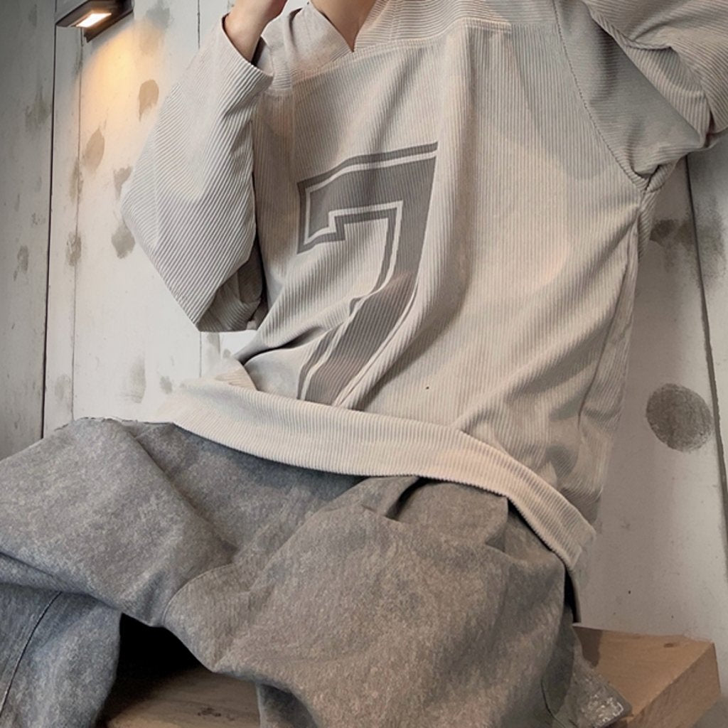 コーデュロイナンバリングロングTシャツ K0623
