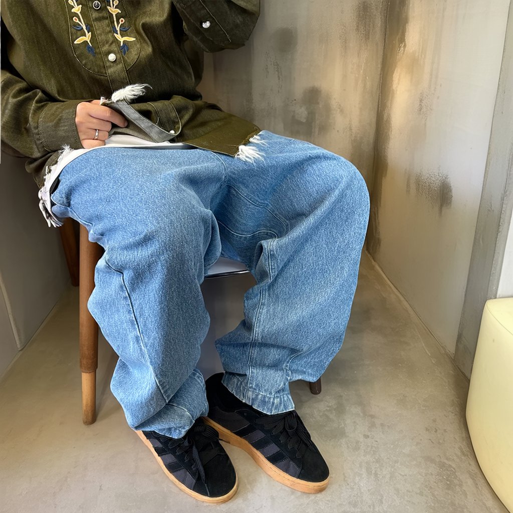 リラックスワイドシルエットデニムパンツ K0726