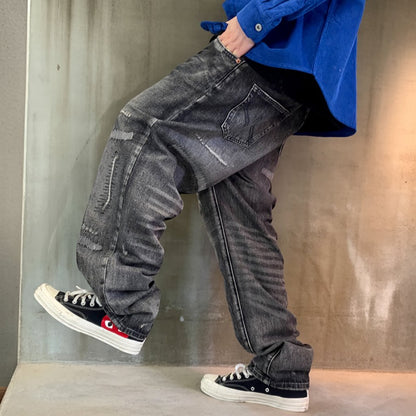 グランジリペアウォッシュワイドデニムパンツ K0706