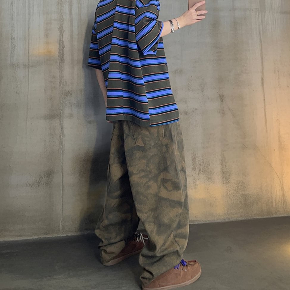 マーブルエフェクトワイドパンツ K0758