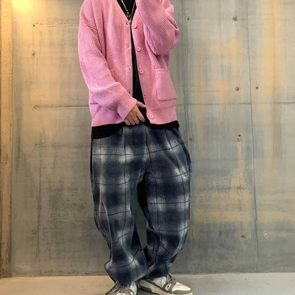フェードチェックワイドパンツ K0754