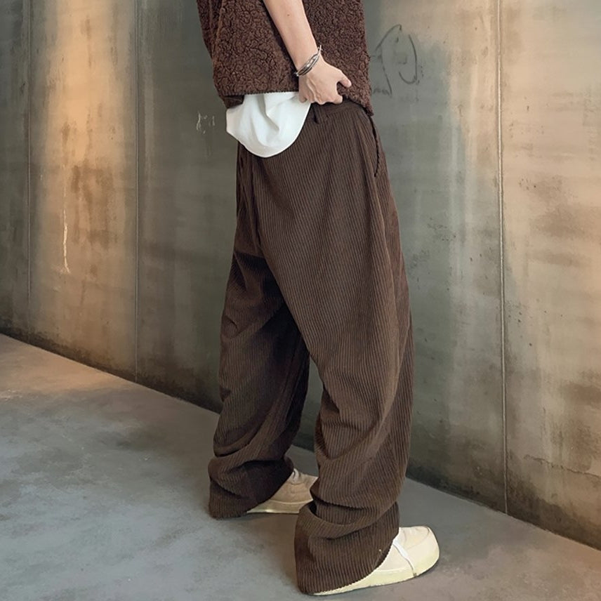 ドレープワイドコーデュロイパンツ K0722