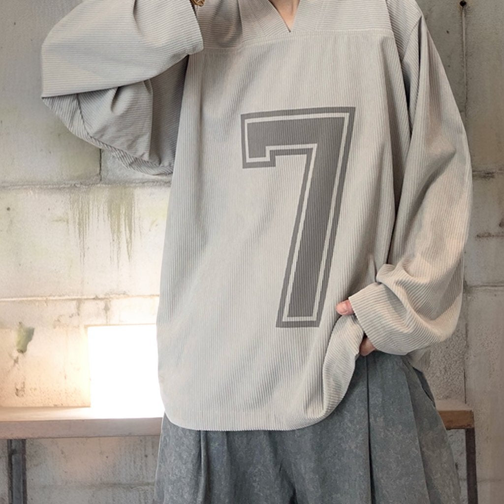 コーデュロイナンバリングロングTシャツ K0623
