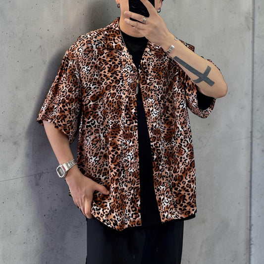 レオパードオープンカラー半袖シャツ K0842