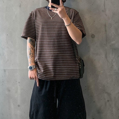 カットオフボーダー半袖Tシャツ K0899