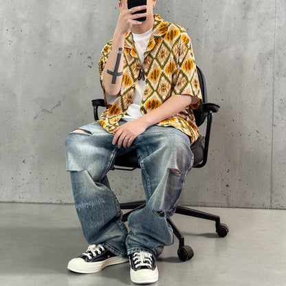 ネイティブパターンオープンカラーシャツ K0847