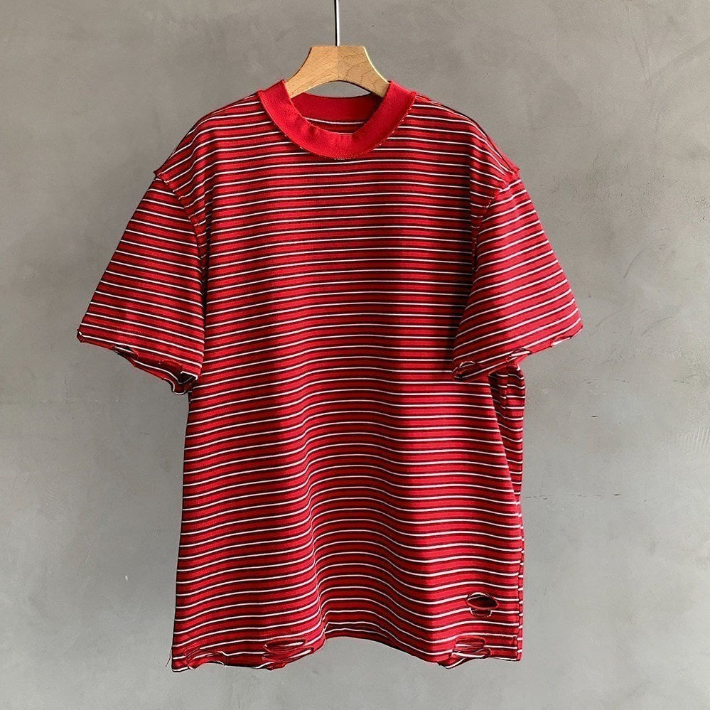 カットオフボーダー半袖Tシャツ K0899