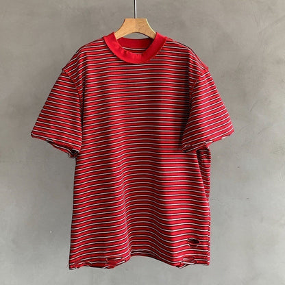 カットオフボーダー半袖Tシャツ K0899