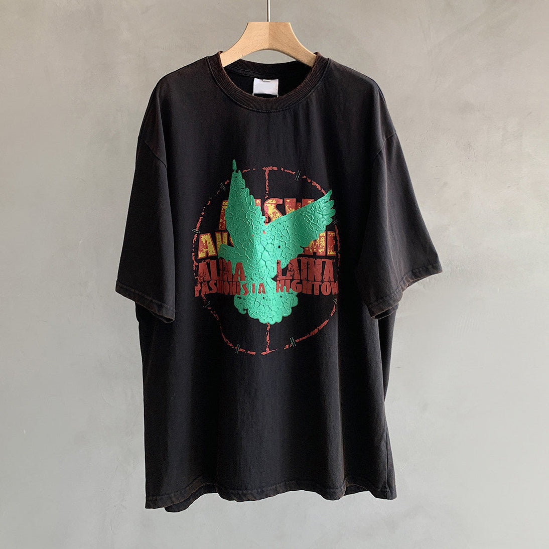 レトログラフィックワイド半袖Tシャツ K0878