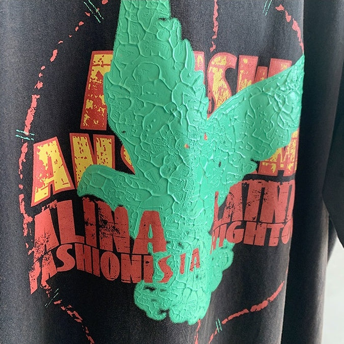 レトログラフィックワイド半袖Tシャツ K0878