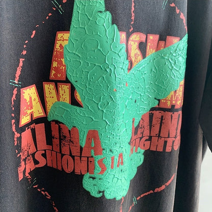 レトログラフィックワイド半袖Tシャツ K0878