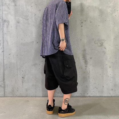 ストライプオープンカラー半袖シャツ K0844