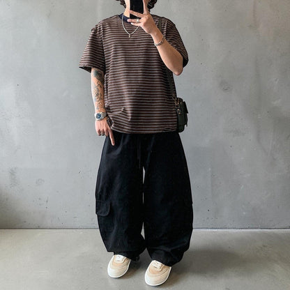 カットオフボーダー半袖Tシャツ K0899