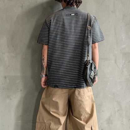 カットオフボーダー半袖Tシャツ K0899