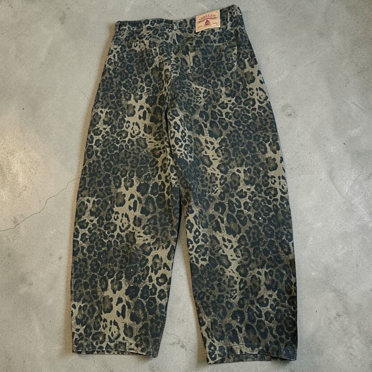 【OUTLET/即納】ヒョウ柄ワイドレッグヘビーパンツ K0198