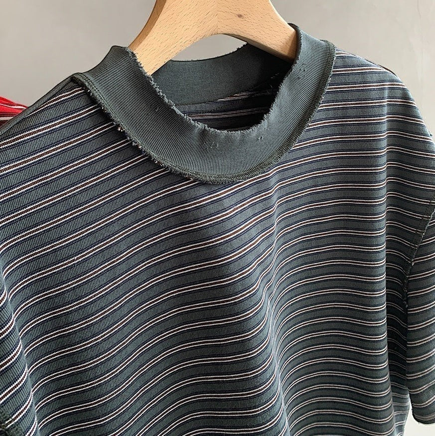 カットオフボーダー半袖Tシャツ K0899